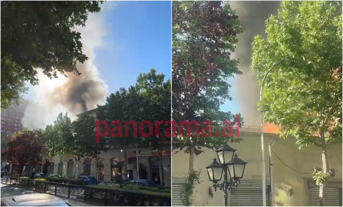 FOTO/ Zjarr në tarracën e një ndërtese te Rruga e Kavajës në Tiranë, forcat zjarrfikëse në vendngjarje